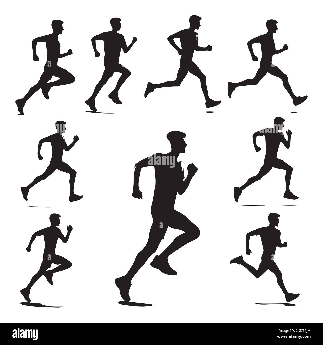 Silhouette set of a person running Stock Vector