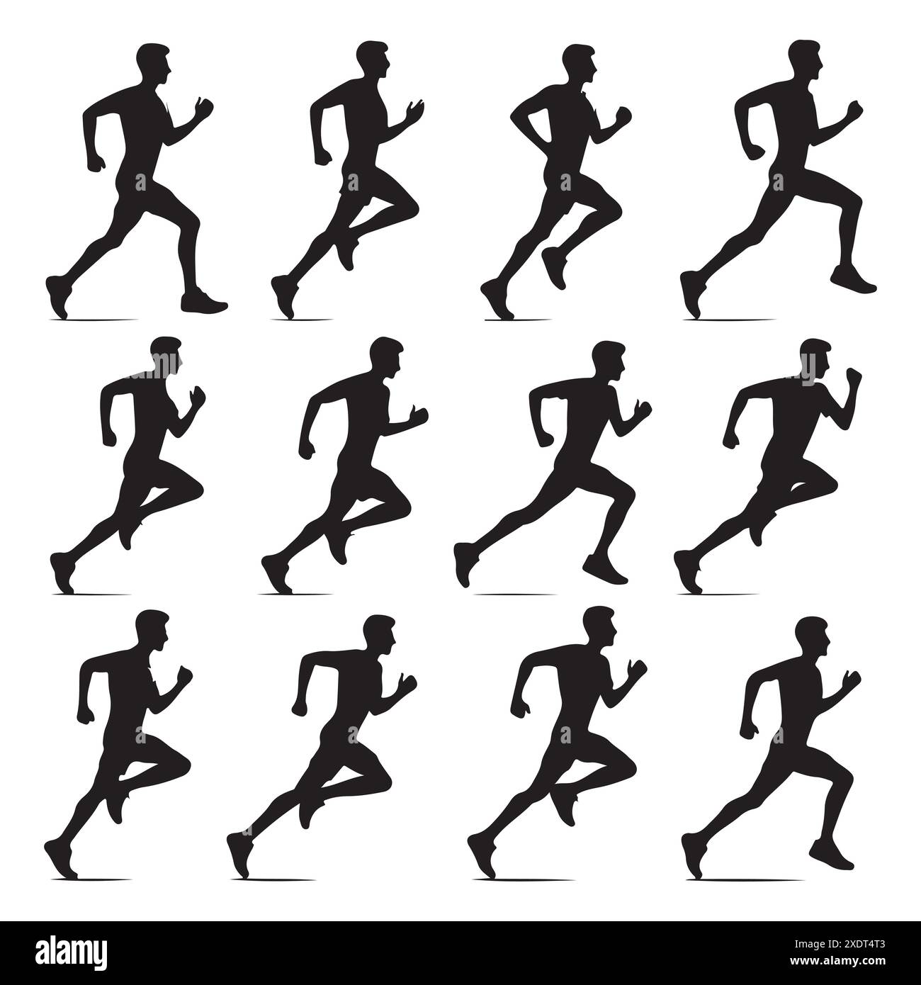 Silhouette set of a person running Stock Vector