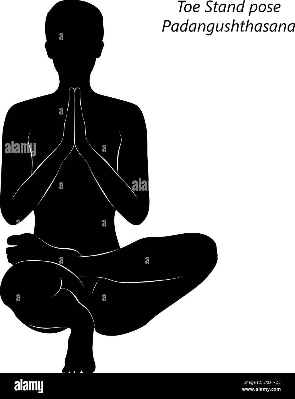 Silhouette of young woman practicing Padangushthasana yoga pose. Toe ...