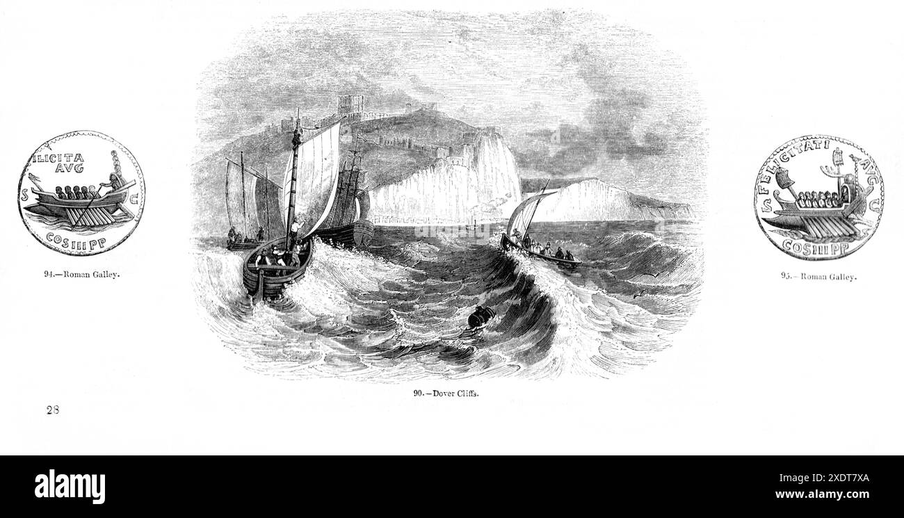 Roman Galley & Dover - Old England (1843), Charles Knight (1791-1873) p.28 Stock Photo