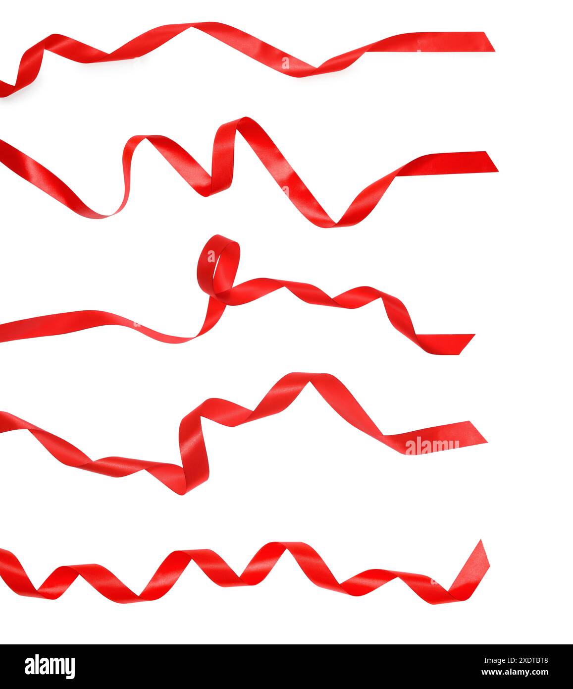 Beautiful red ribbons isolated on white, set Stock Photo - Alamy