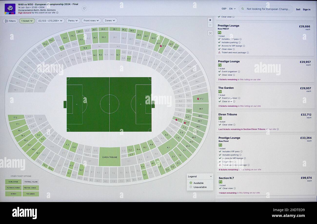 Tickets for the final of the UEFA Euro 2024 European Football