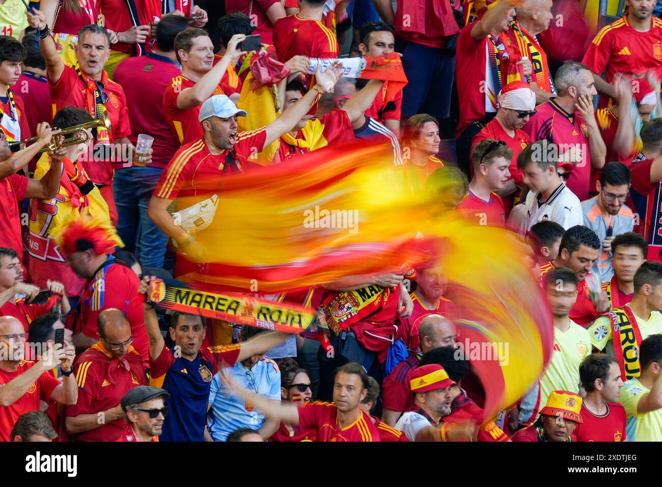 Spain Fans Spain's fans wave flags ahead of a Group B match between Albania and ...