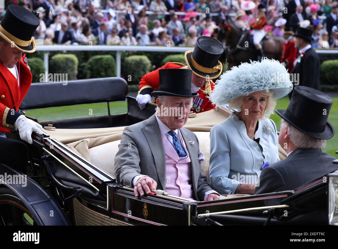 London, UK. King Charles III and Queen Camilla at the Ascot Racecourse ...