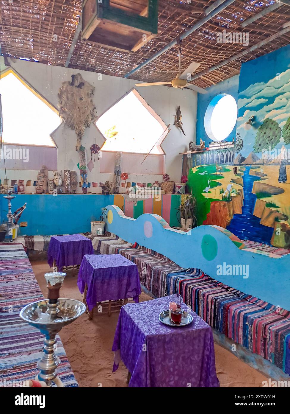 NUBIAN VILLAGE - EGYPT - 11 June 2023: Interior of a house in a Nubian ...