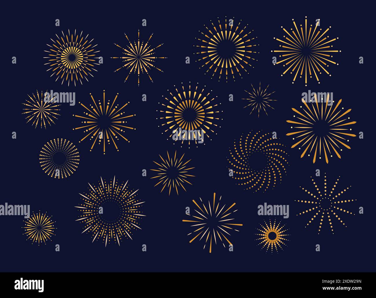 Fireworks set of icons, symbols. Celebration, winner, New year party ...