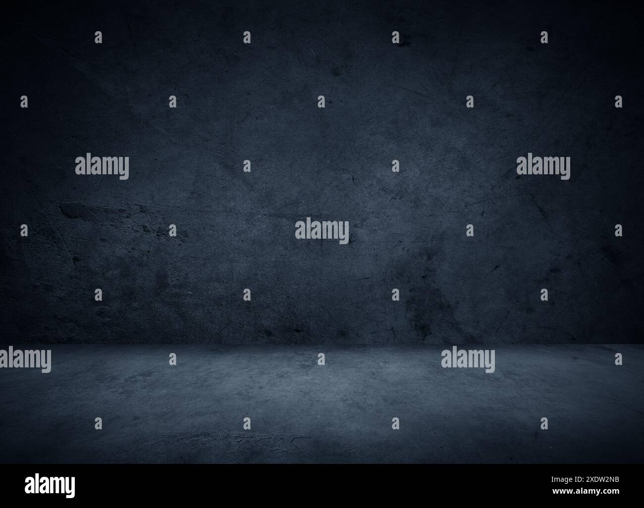 Empty blue concrete floor and wall Stock Photo