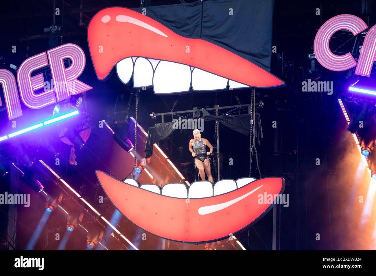 Liverpool, England, 24th June, 2024. P!nk headlining Anfield Stadium on
