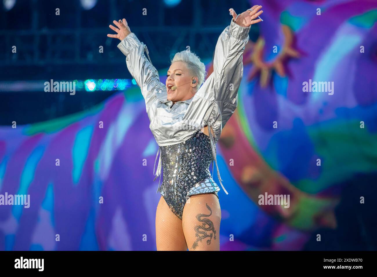 Liverpool, England, 24th June, 2024. P!nk headlining Anfield Stadium on