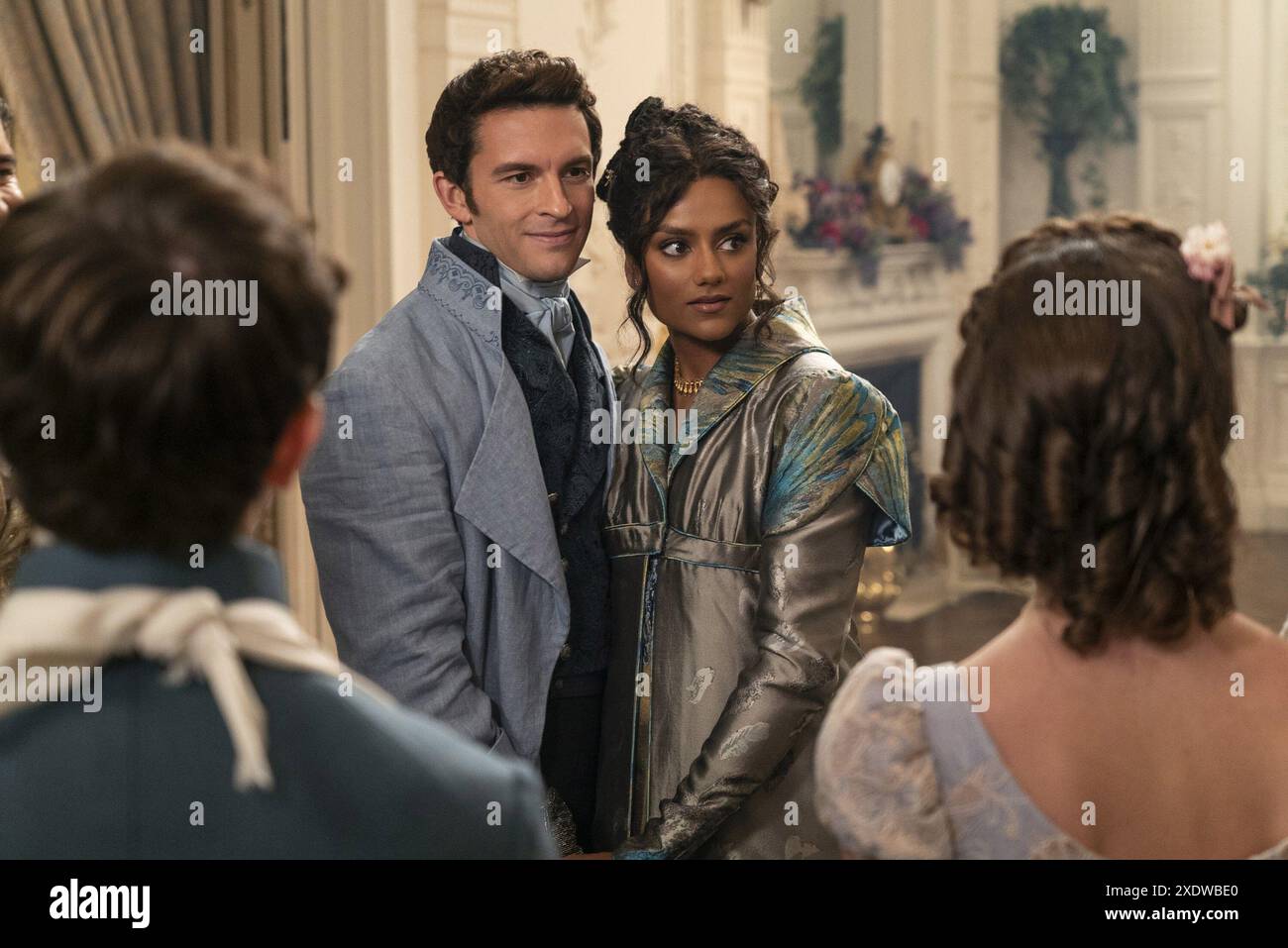 BRIDGERTON, from left Jonathan Bailey, Simone Ashley, Tick Tock