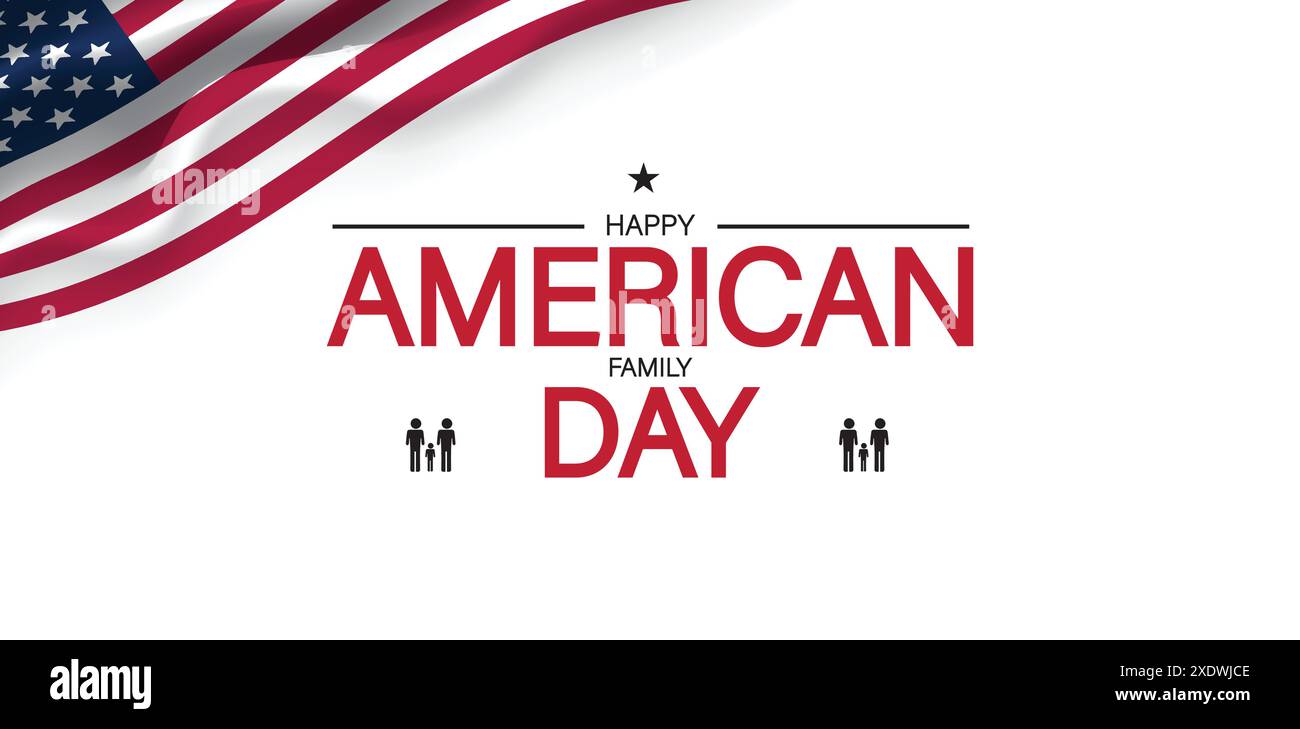 Celebrate American Family Day with a joyful family gathering in the background Stock Vector