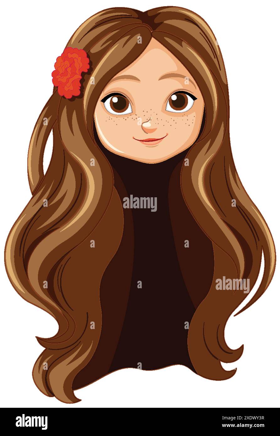 Illustration of a girl with long hair Stock Vector