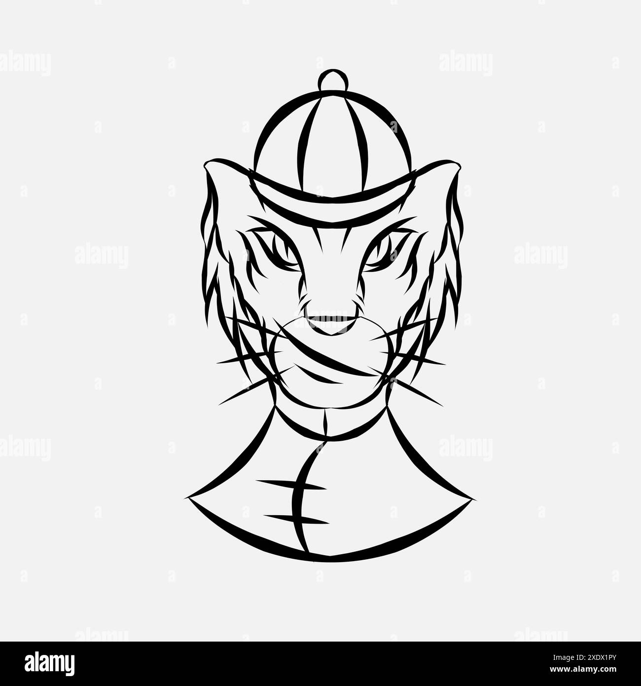 Tiger chinese zodiac sign symbol logo mascot on lunar new year Stock Vector