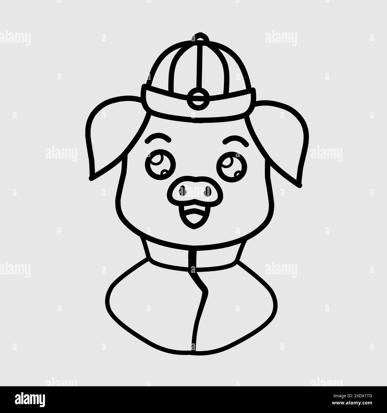 pig zodiac sign symbol logo mascot on lunar new year Stock Vector