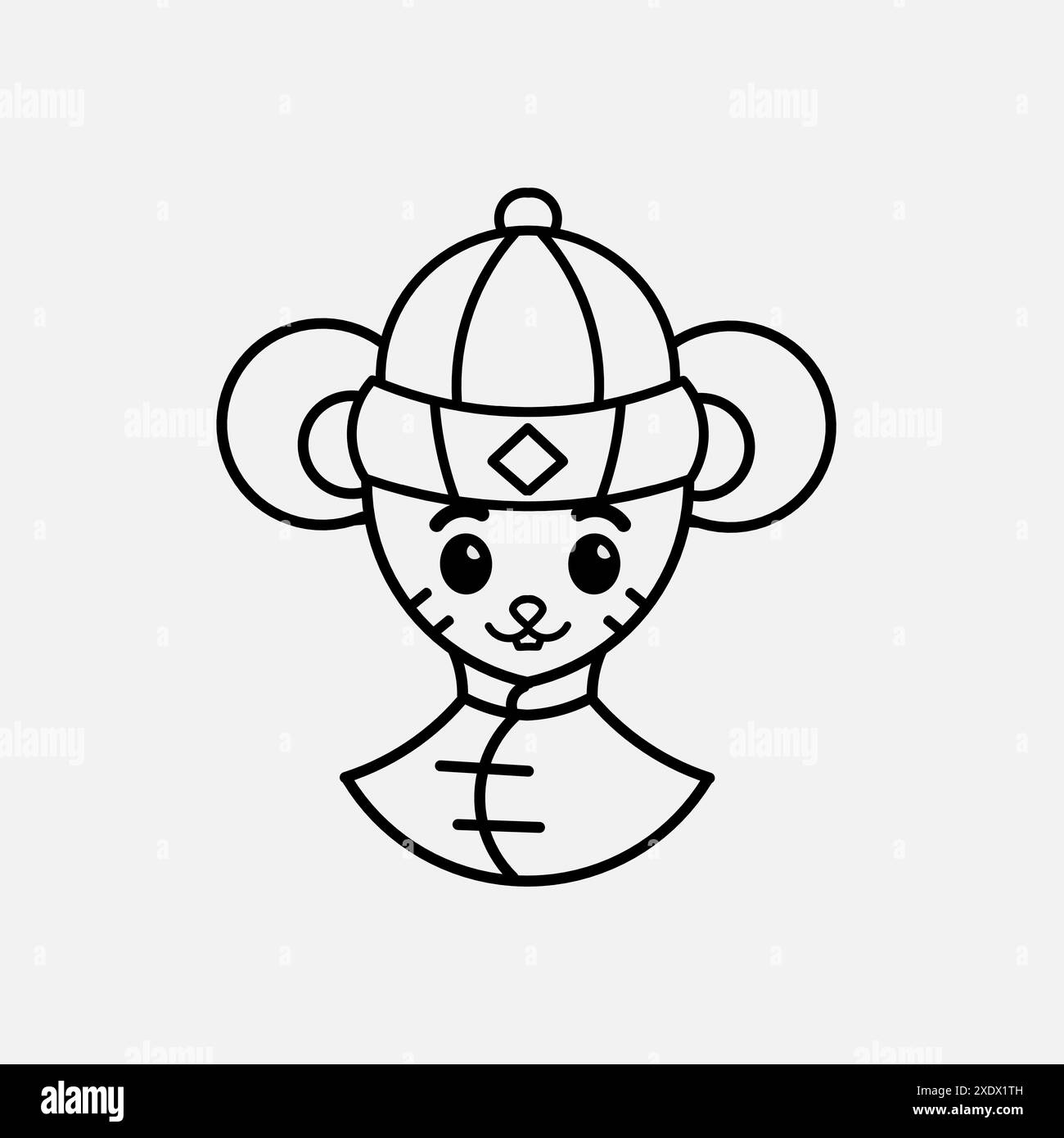Happy Chinese New Year. Cartoon cute mouse set with traditional chinese costume. The year of rat vector Stock Vector