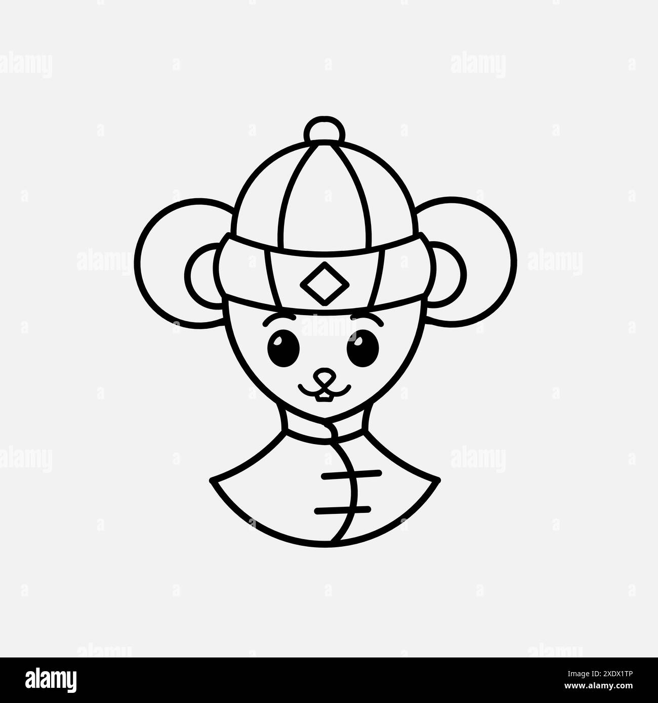 Happy Chinese New Year. Cartoon cute mouse set with traditional chinese costume. The year of rat vector Stock Vector