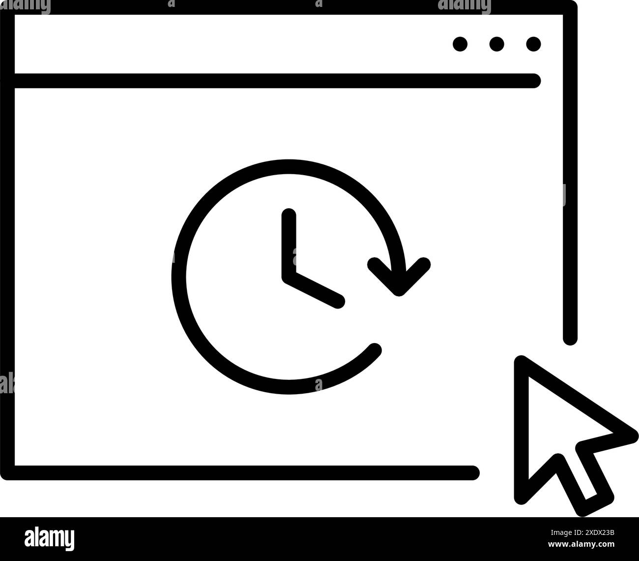 Web page, clock and mouse click. Online booking, making appointment. Pixel perfect vector icon Stock Vector