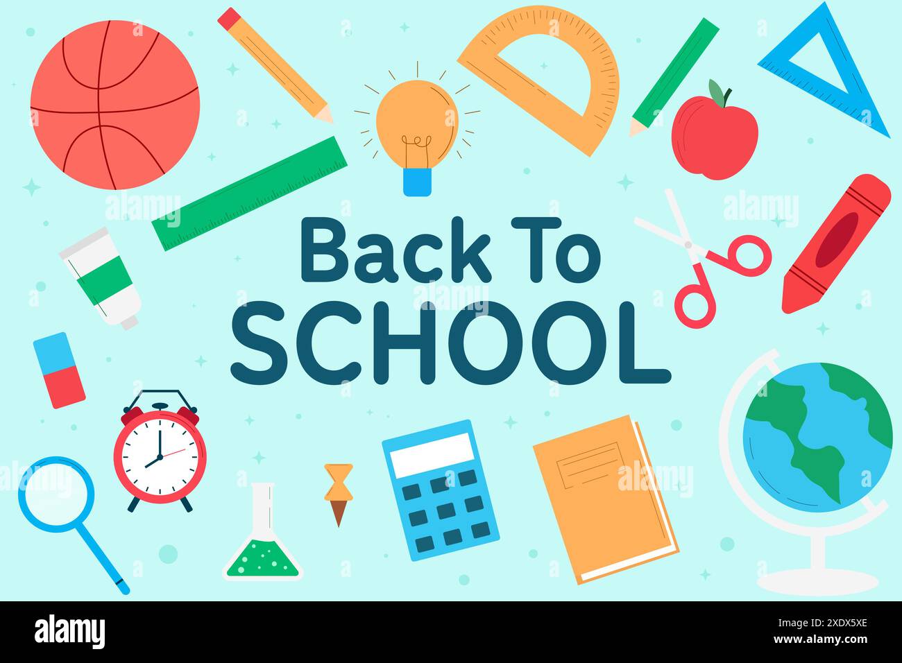 back to school background illustration in flat style Stock Vector