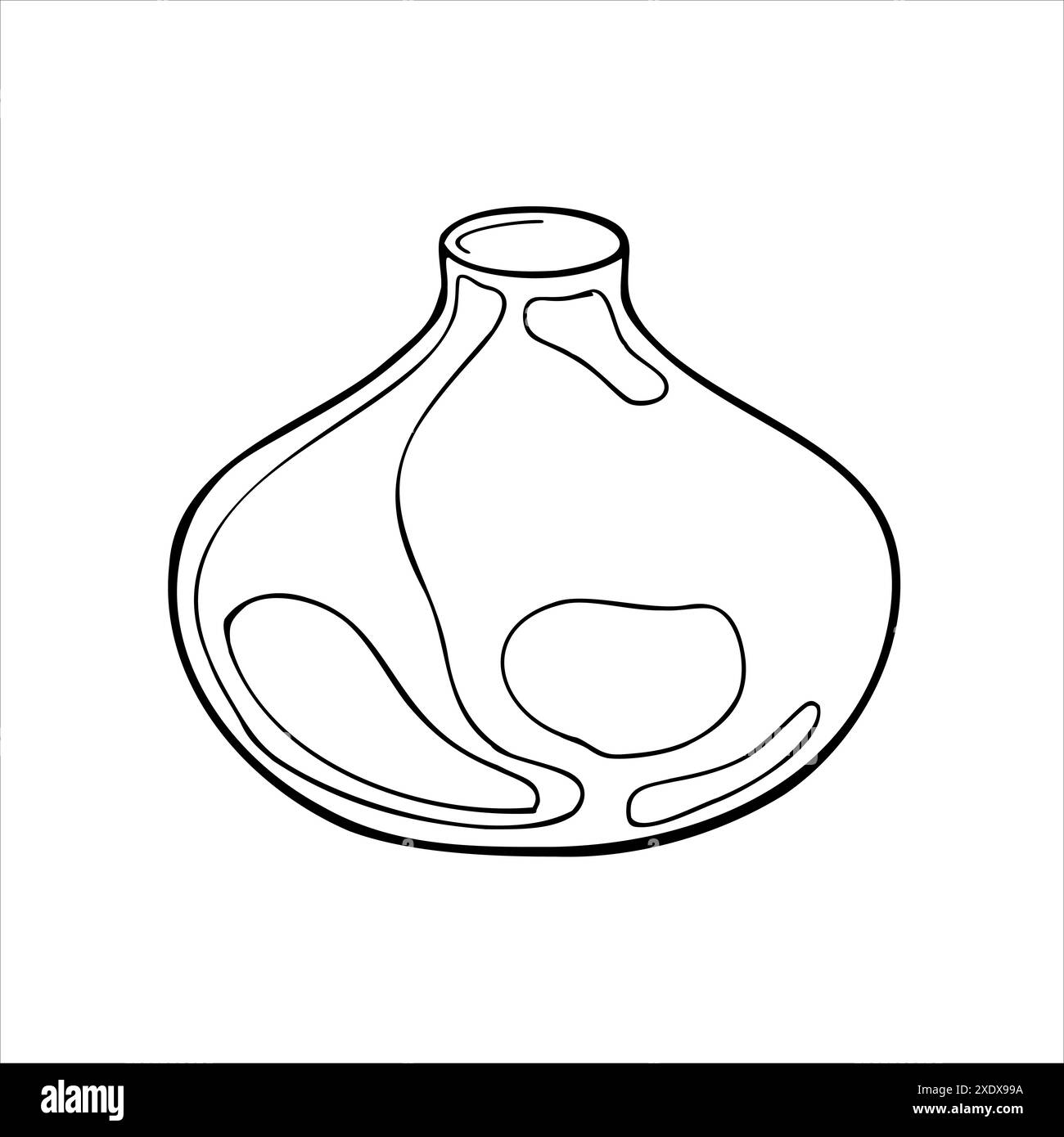 Flat pottery vase linear graphic hand drawn Vase black white vector