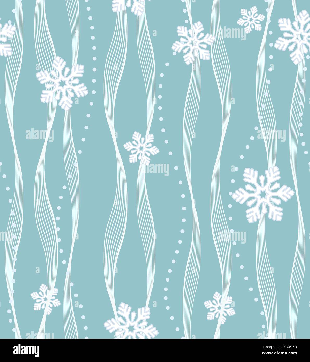 The geometric pattern with wavy lines, points. Seamless vector background. White and blue texture Stock Vector