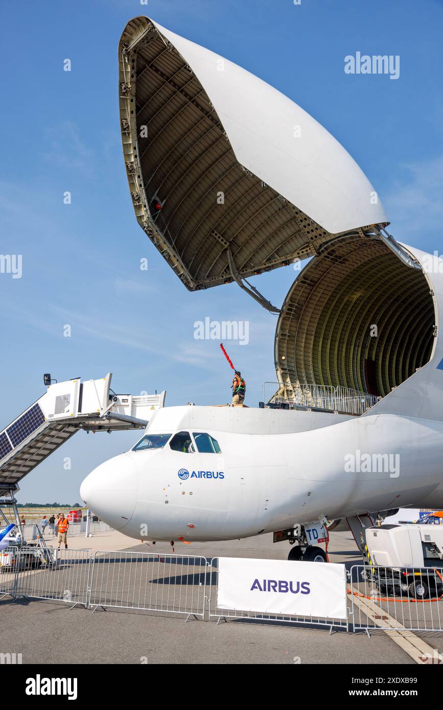 Airbus A330-743L also Airbus Beluga, transport aircraft at ILA Berlin, ILA-Gelände am Flughafen BER Berlin-Brandenburg, Stock Photo