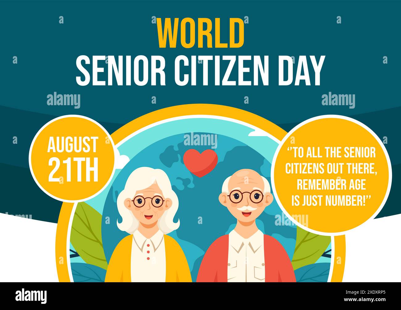 Senior Citizen Day Social Media Background Flat Cartoon Hand Drawn