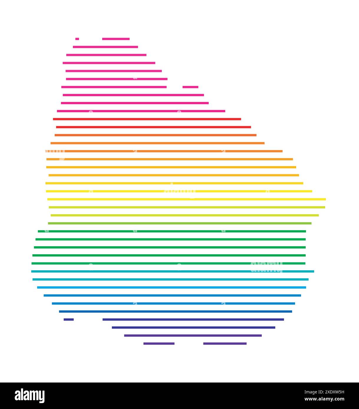 Abstract map of Uruguay showing the country with horizontal parallel ...
