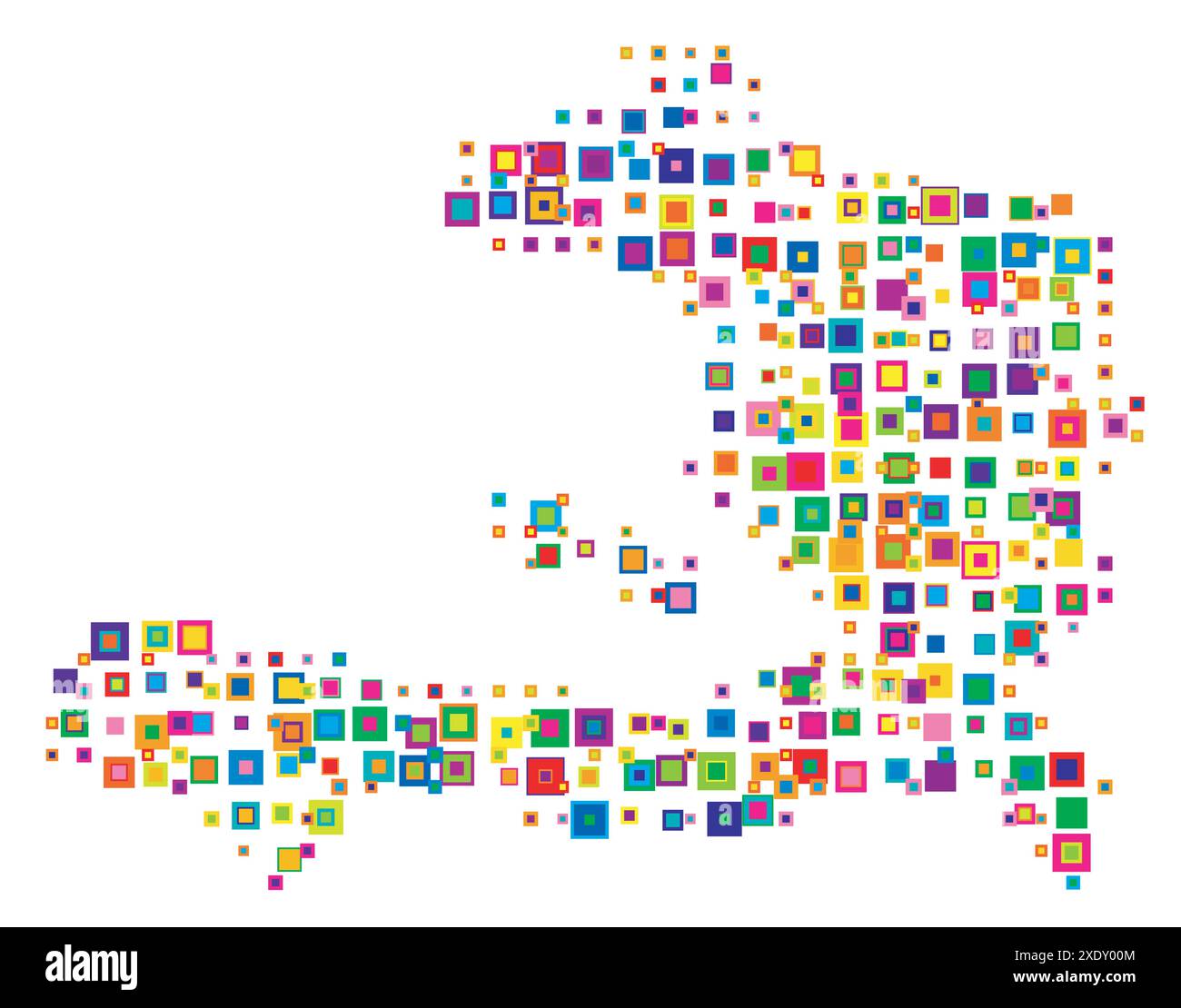 Abstract map of Haiti Abstract map showing the country with a pattern of overlapping colorful squares like candies Stock Vector