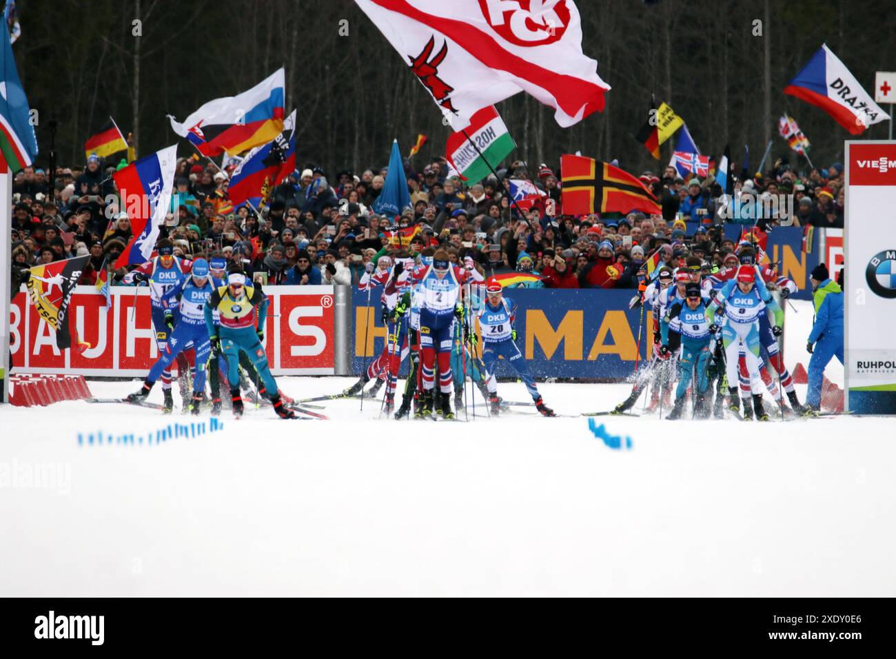 IBU Biathlon Mass Start Men 15 km Stock Photo