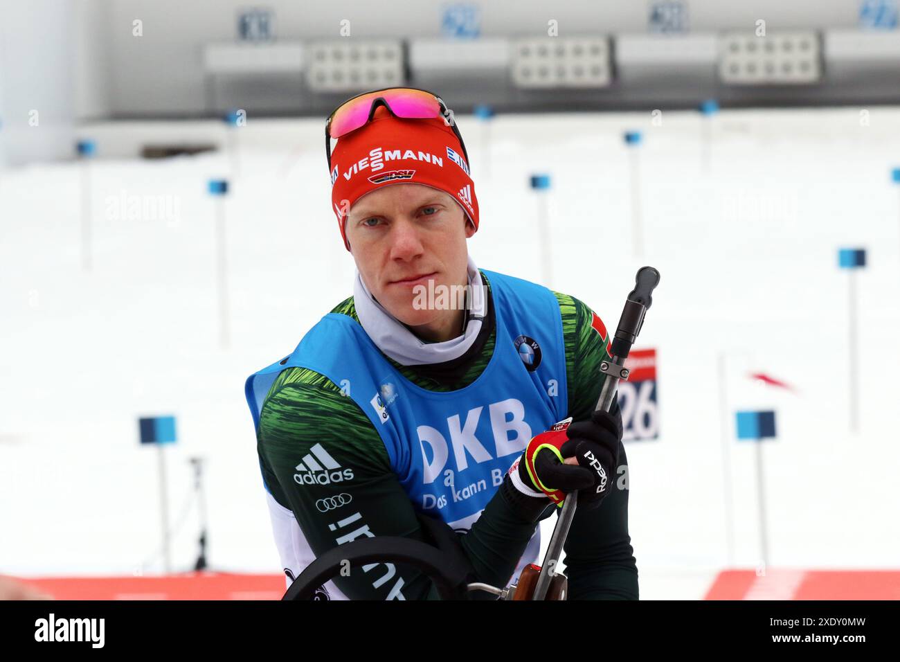 IBU Biathlon Mass Start Men 15 km Stock Photo