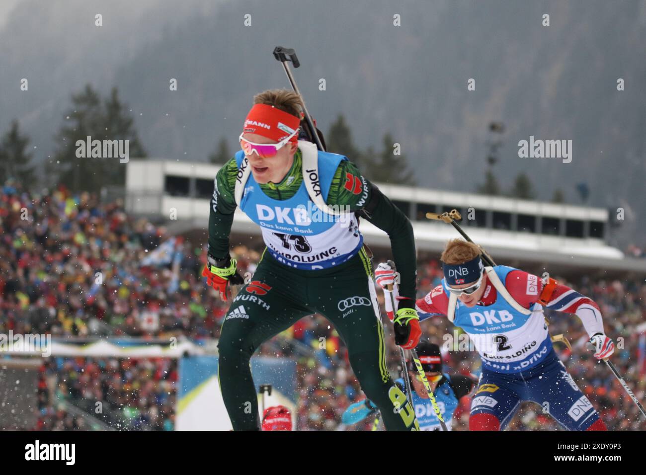 IBU Biathlon Mass Start Men 15 km Stock Photo