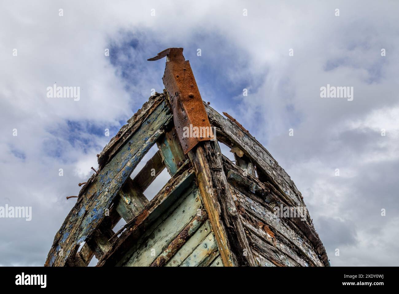 Old shipwrecked wooden fishing boats on the Isle of Mull Stock Photo ...