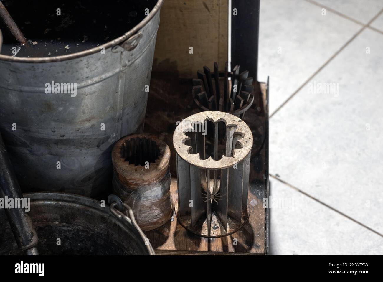 Glass blowing workshop tools, close-up photo Stock Photo - Alamy