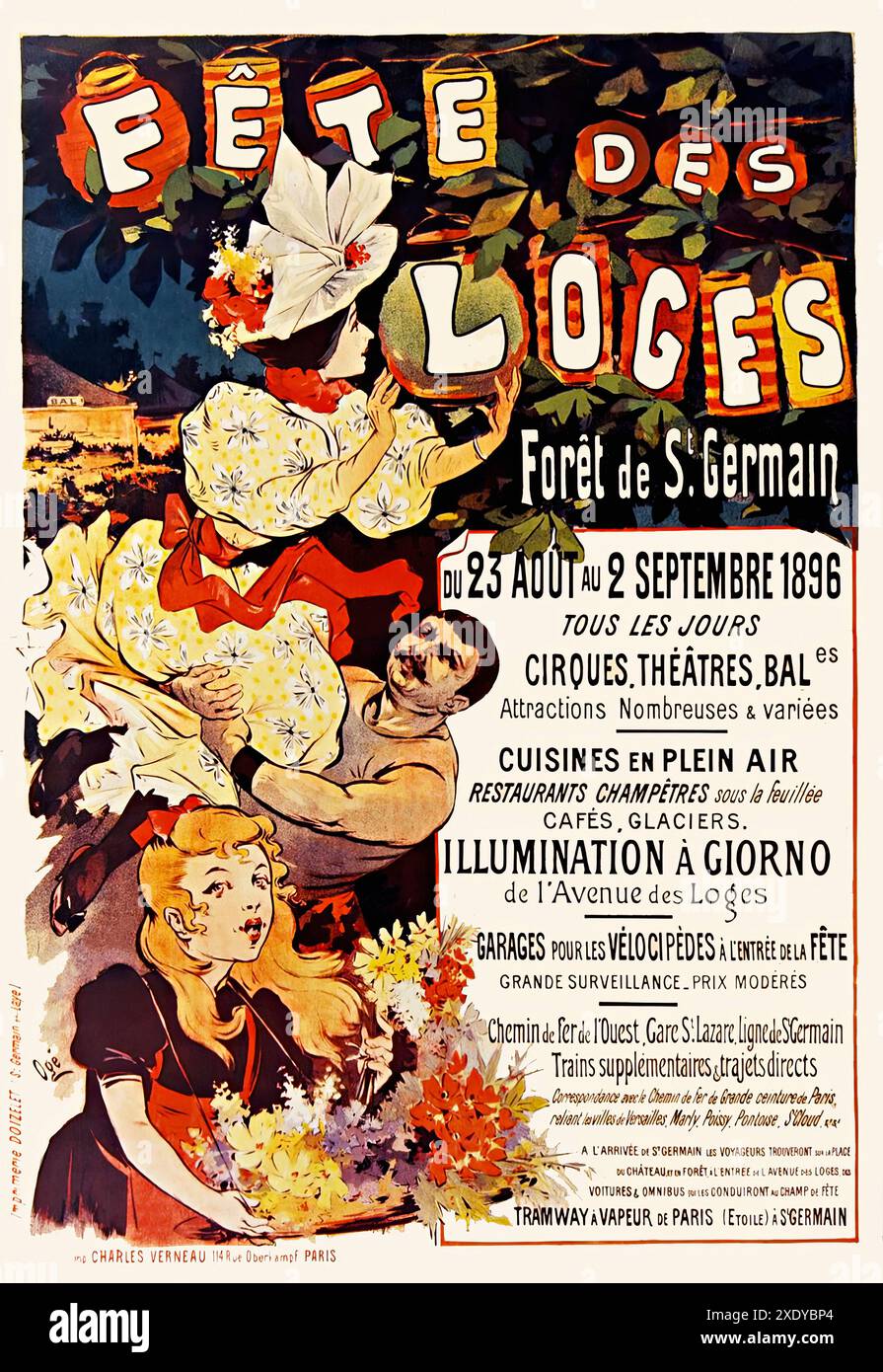 OGÉ Eugène -  Fête des Loges Forêt de St - Germain du 23 août au 2 septembre 1896 -  Vintage illustrated print poster Stock Photo