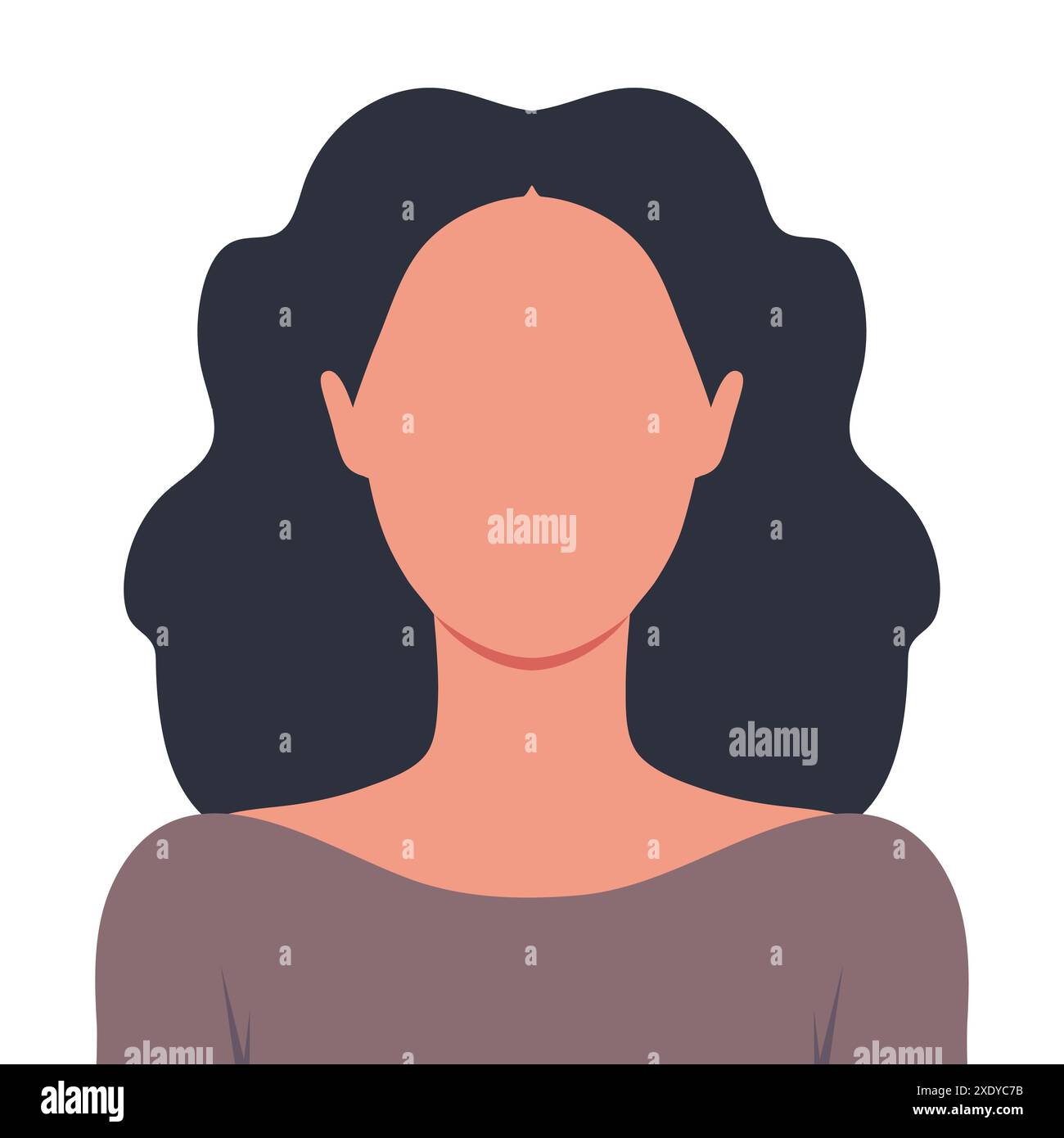 Abstract faceless young woman with long hair. Abstract avatar. Vector ...
