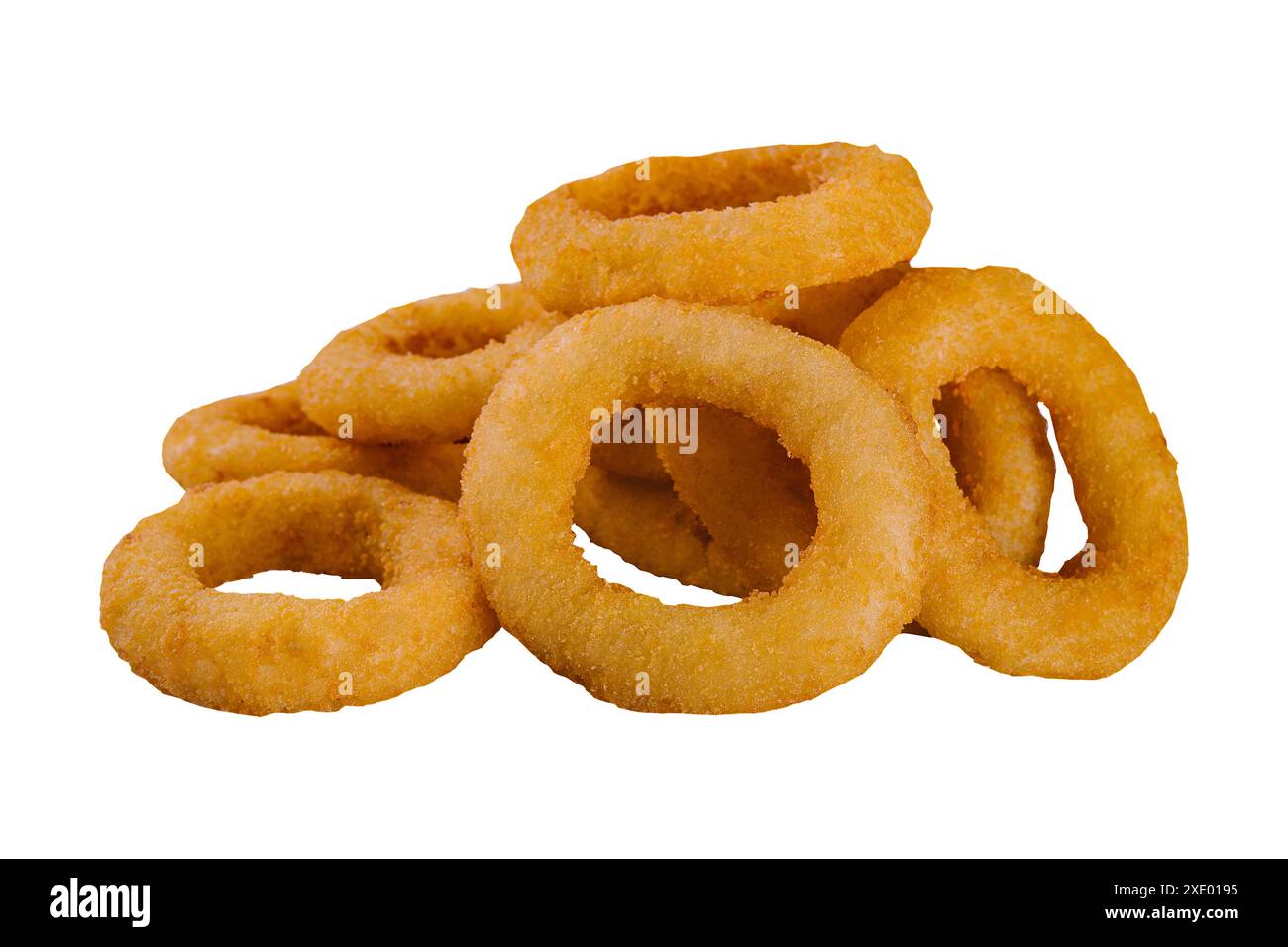 Delicious golden onion rings isolated on white Stock Photo - Alamy