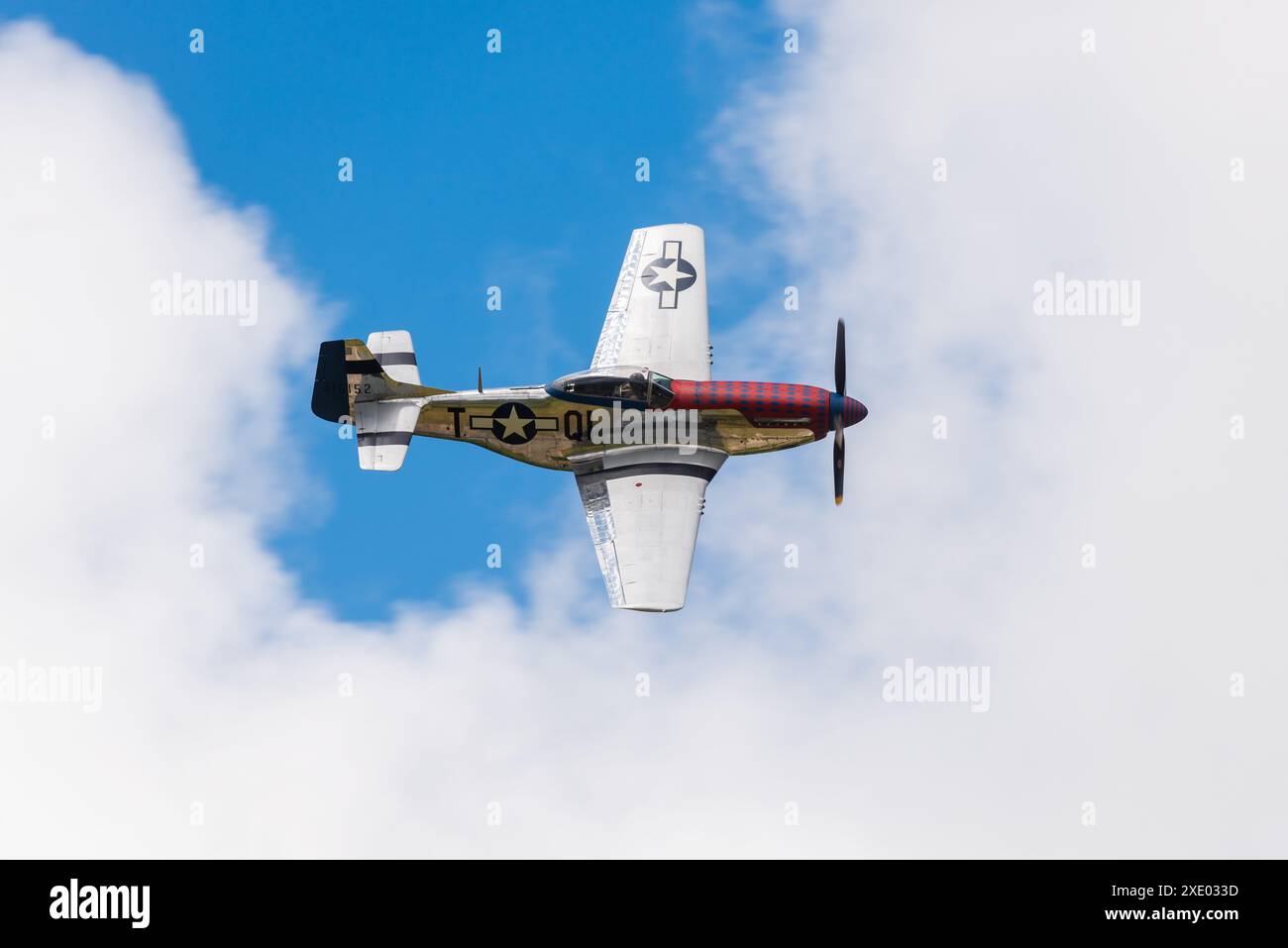 North American P51 Mustang fighter plane GJERK flying at the Sywell