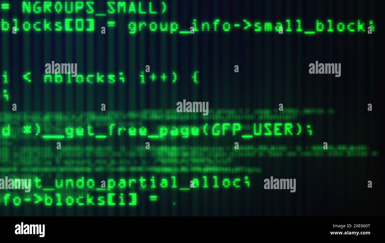 Programming code running Stock Photo