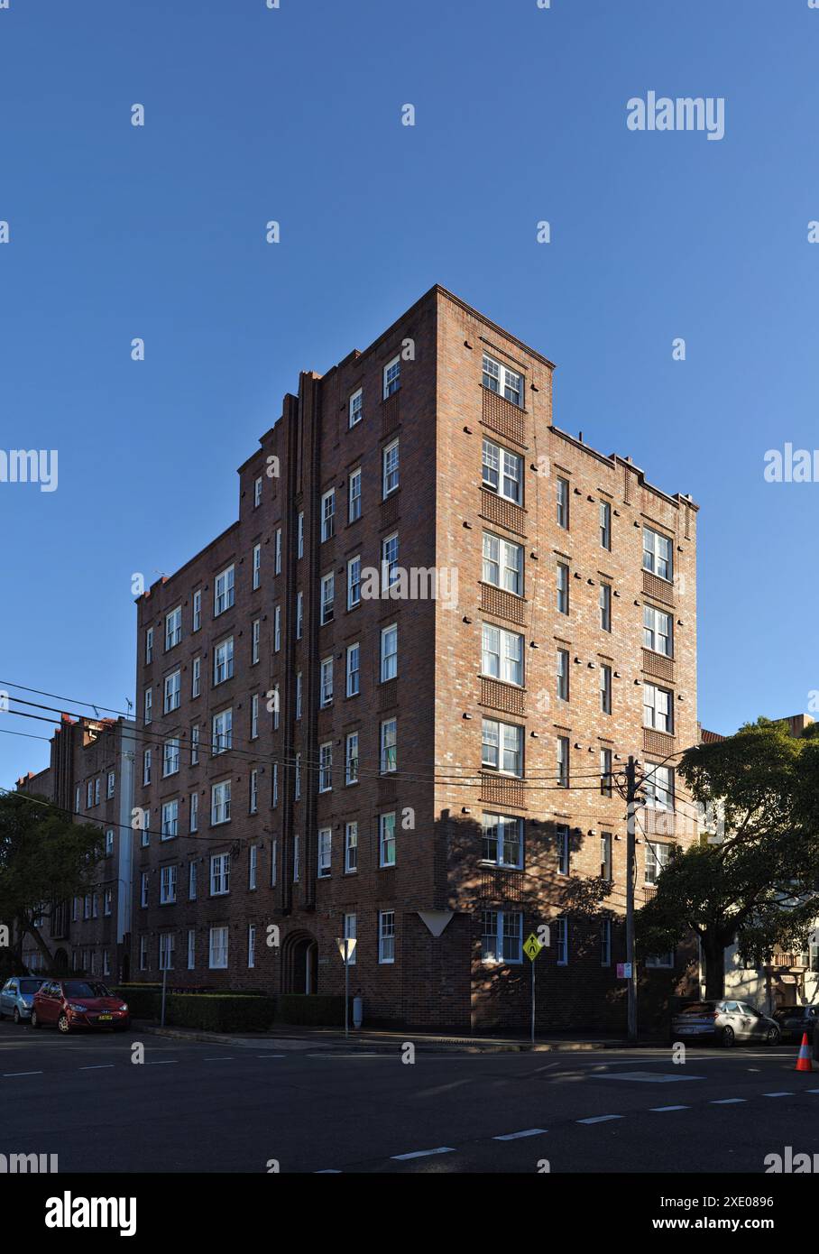 The brick Art Deco apartment block 'Ballina' in Darley Street