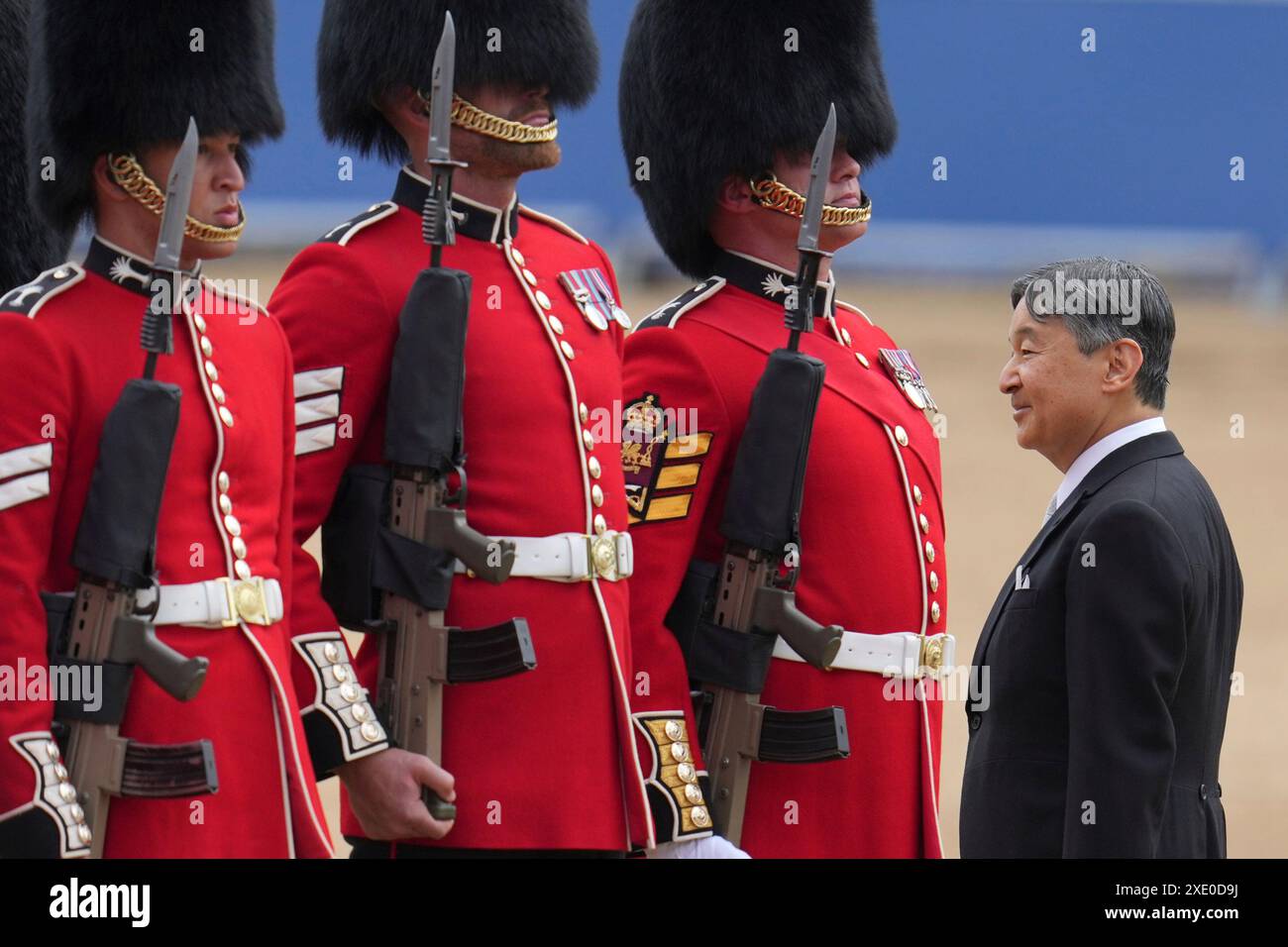 Emperor Naruhito of Japan inspects the Guard of Honour formed of the ...