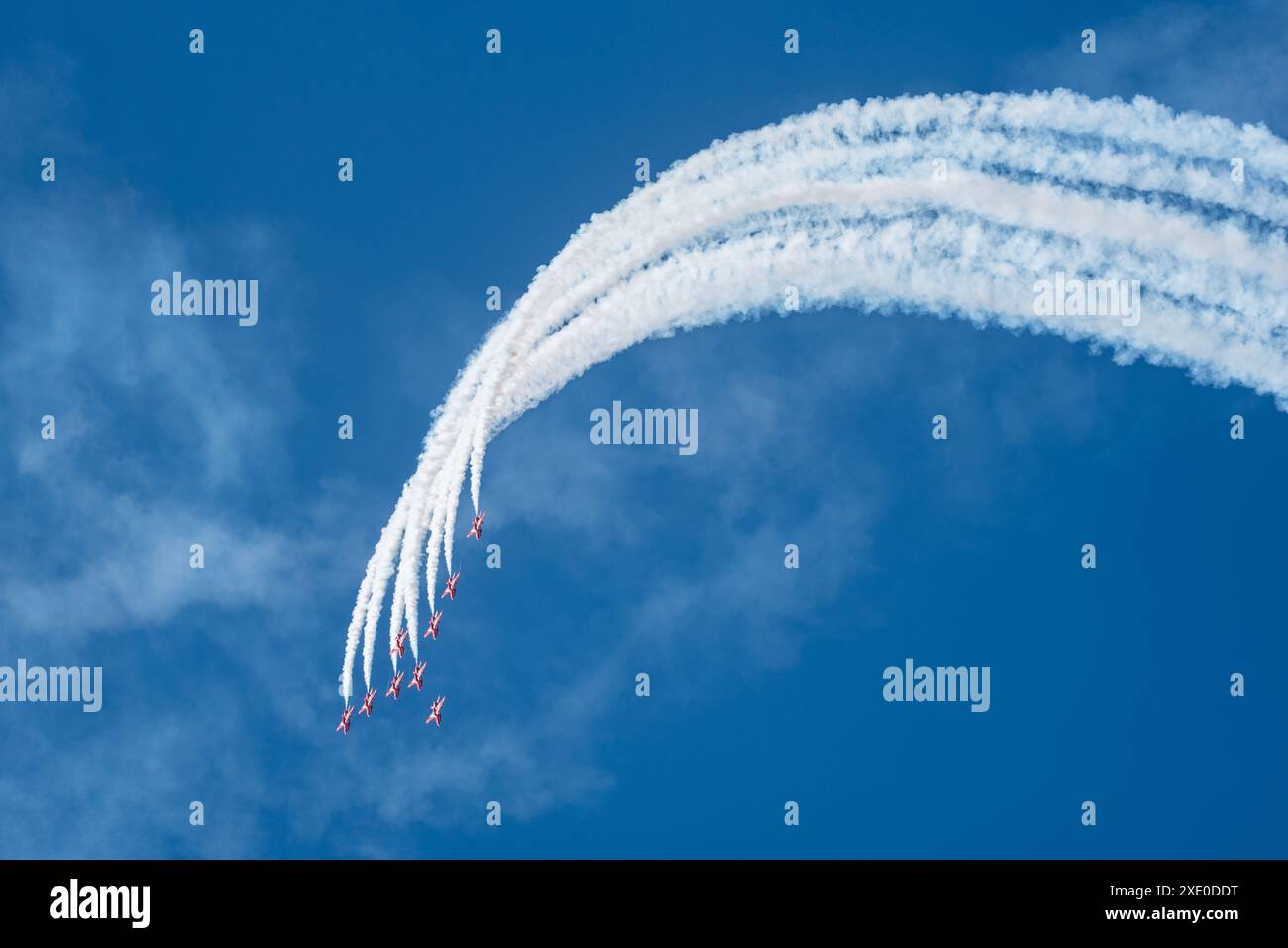 RAF Red Arrows display team displaying at the Sywell Airshow 2024 in