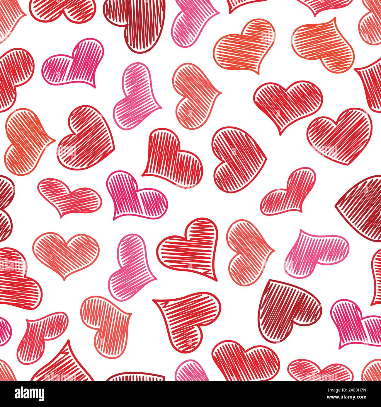 Seamless pattern with red hearts. Vector illustration Stock Vector