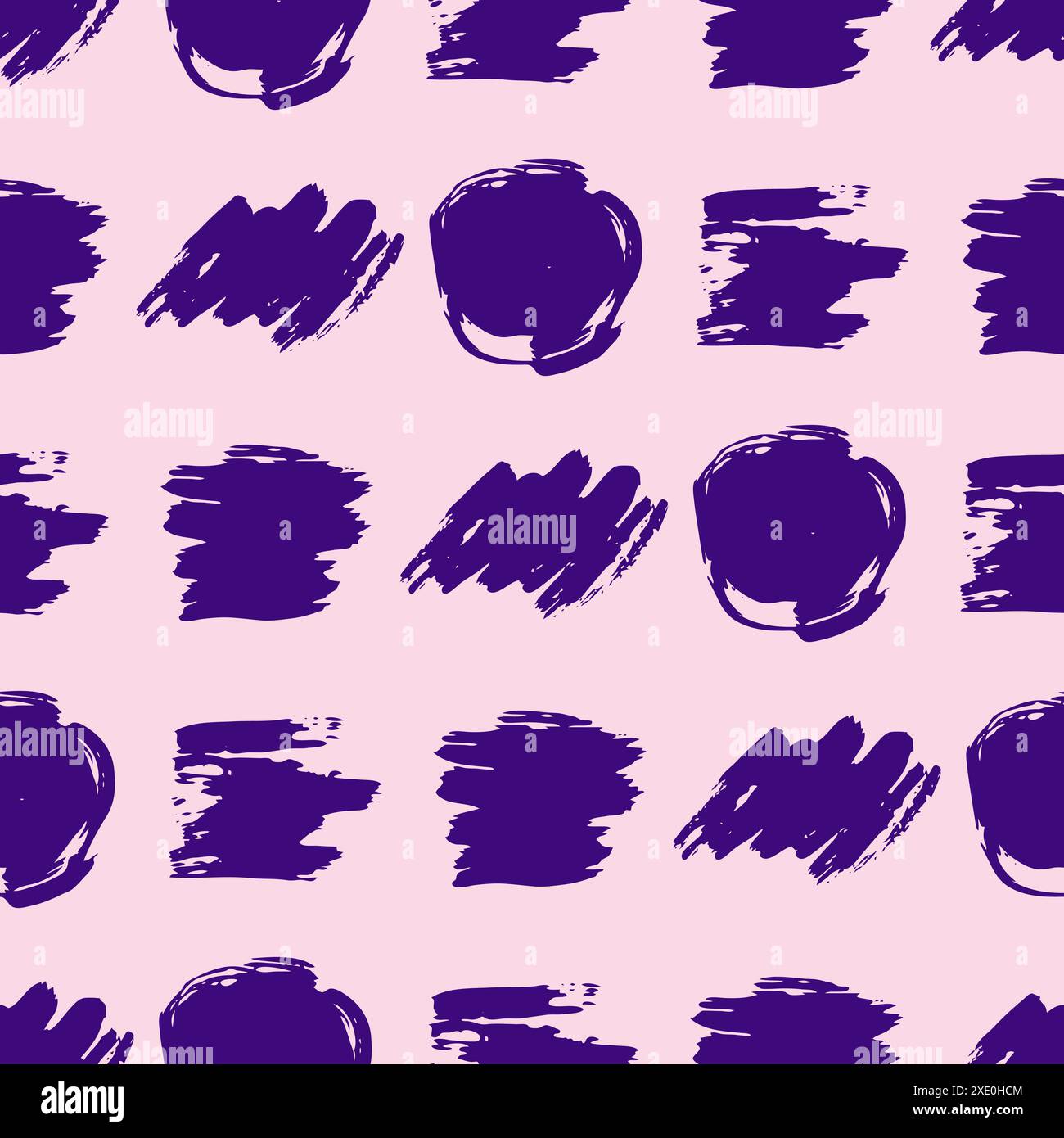 Seamless pattern with purple hand drawn scribble smear. Abstract grunge texture. Vector illustration Stock Vector