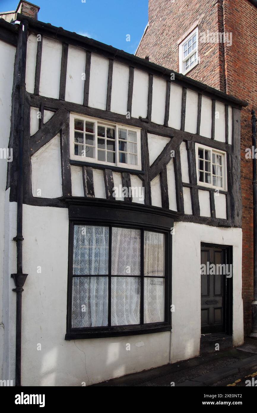 Old white painted half timbered house in scarborough in yorkshire Stock ...