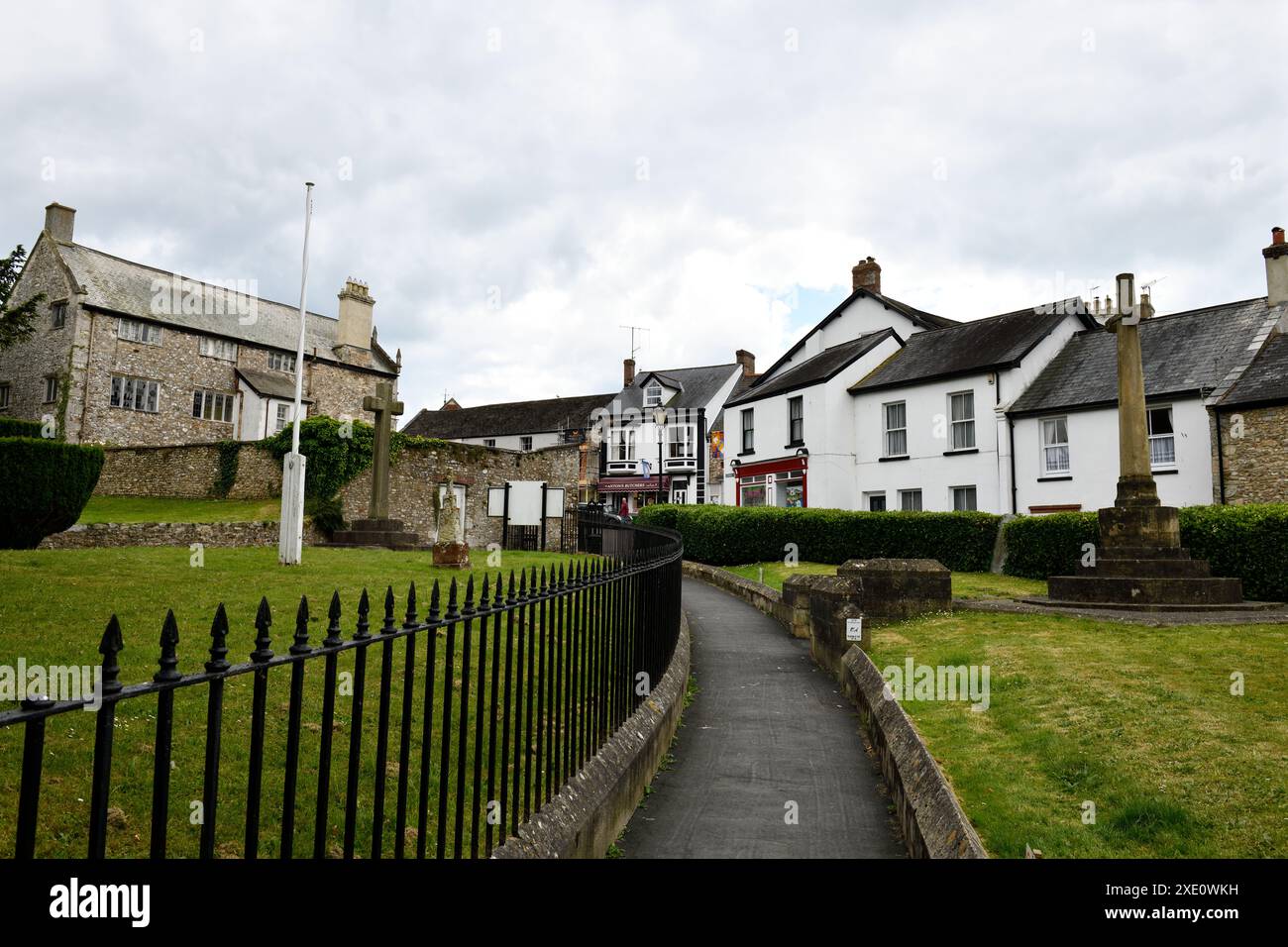 Colyton Churchyard with War Memorial and Flagpole East Devon England uk. June 2024 Stock Photo