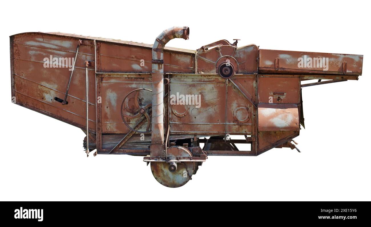 Old rusty rustic machinery isolated Stock Photo
