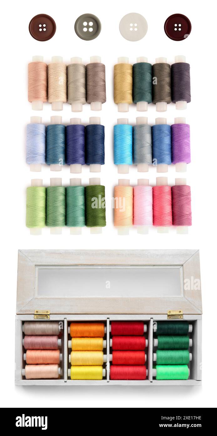 Sewing set different threads hi-res stock photography and images - Alamy