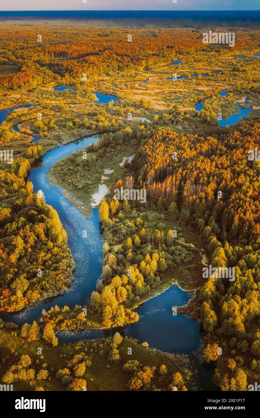 Aerial view lush riverside forest hi-res stock photography and images ...