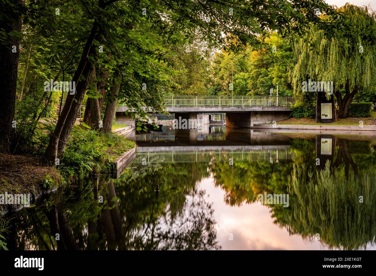 Sluice and weir system on the Wasserburger Spree 1 Stock Photo