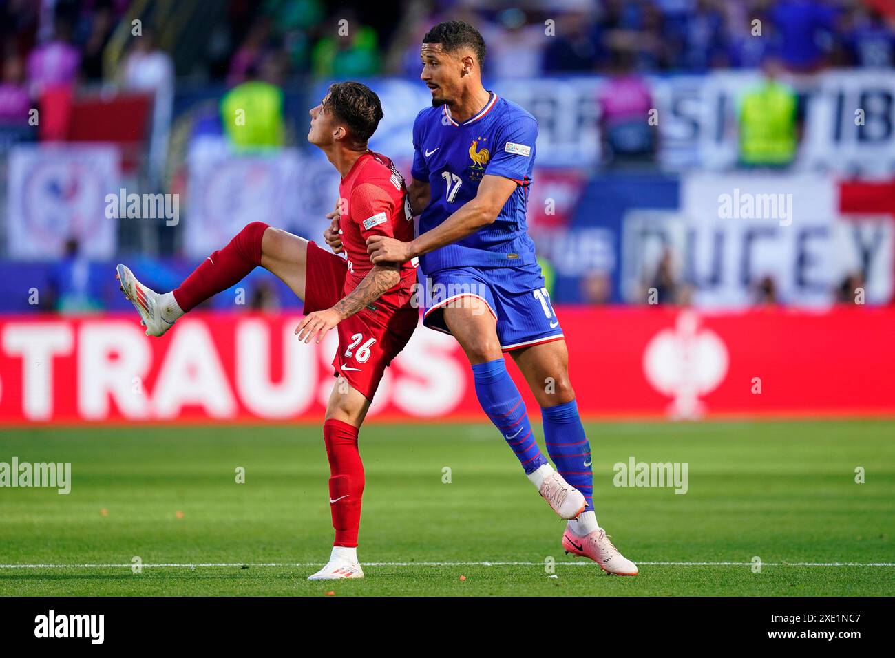 William Saliba of France and Kacper Urbanski of Poland during the UEFA